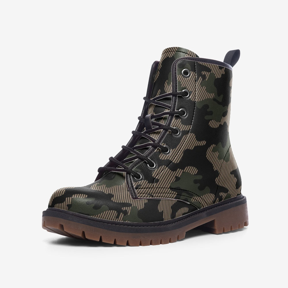 Military Green Camo Boots | Lightweight Leather