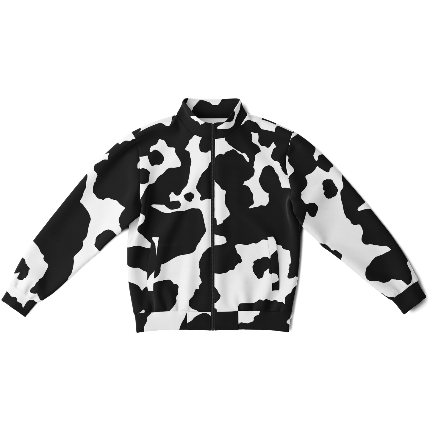 Camo Track Jacket | Black & White Cow Camouflage