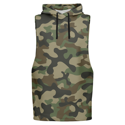 Sleeveless Hoodie | Military Brown Camouflage