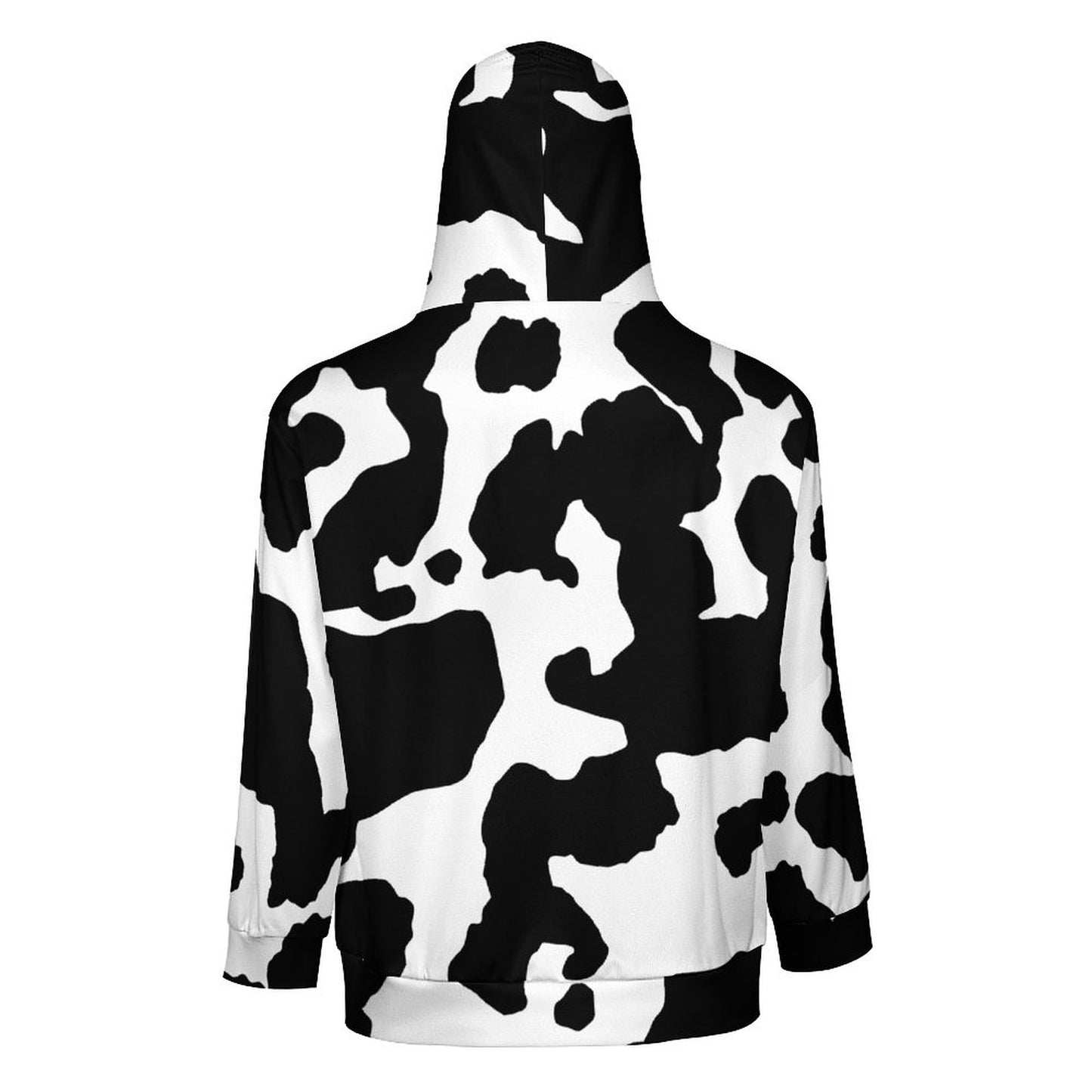 Zip Camo Hoodie | Black & White Cow Camouflage T