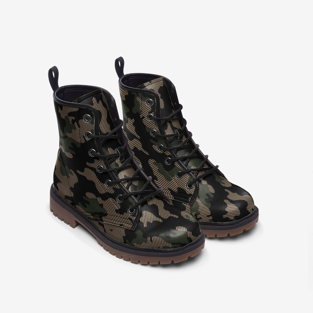 Military Green Camo Boots | Lightweight Leather