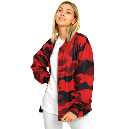 Red Camo Baseball Jacket | Unisex, Premium, Heavyweight Coat