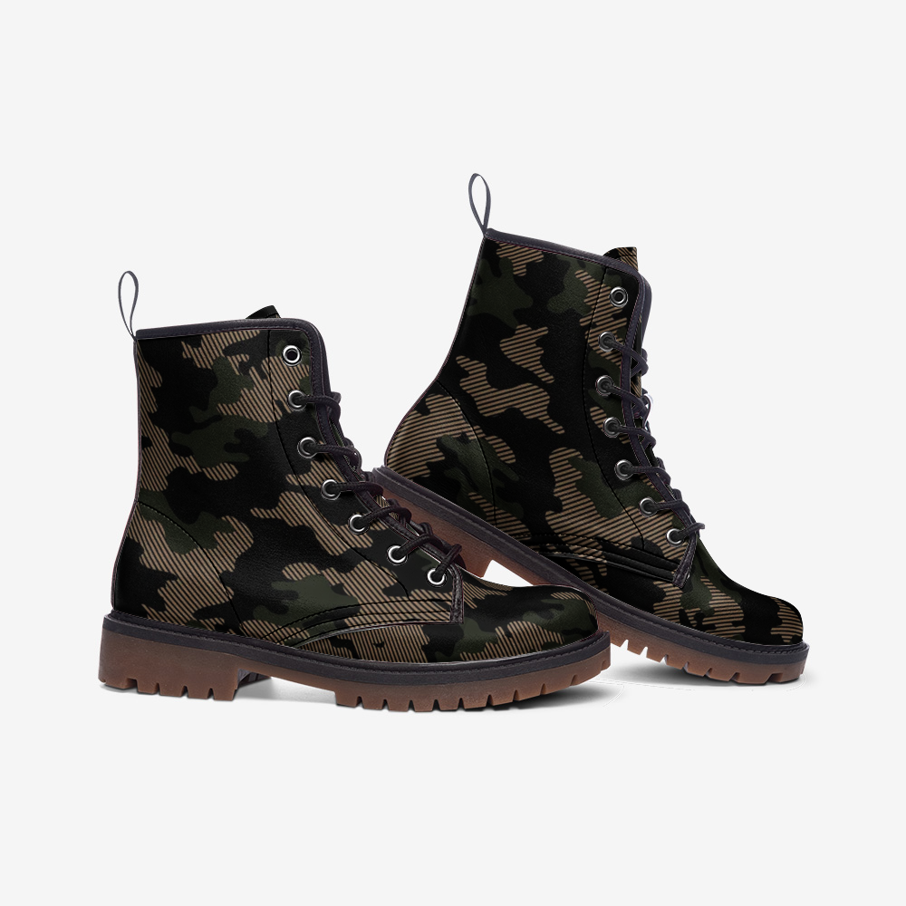 Military Green Camo Boots | Lightweight Leather