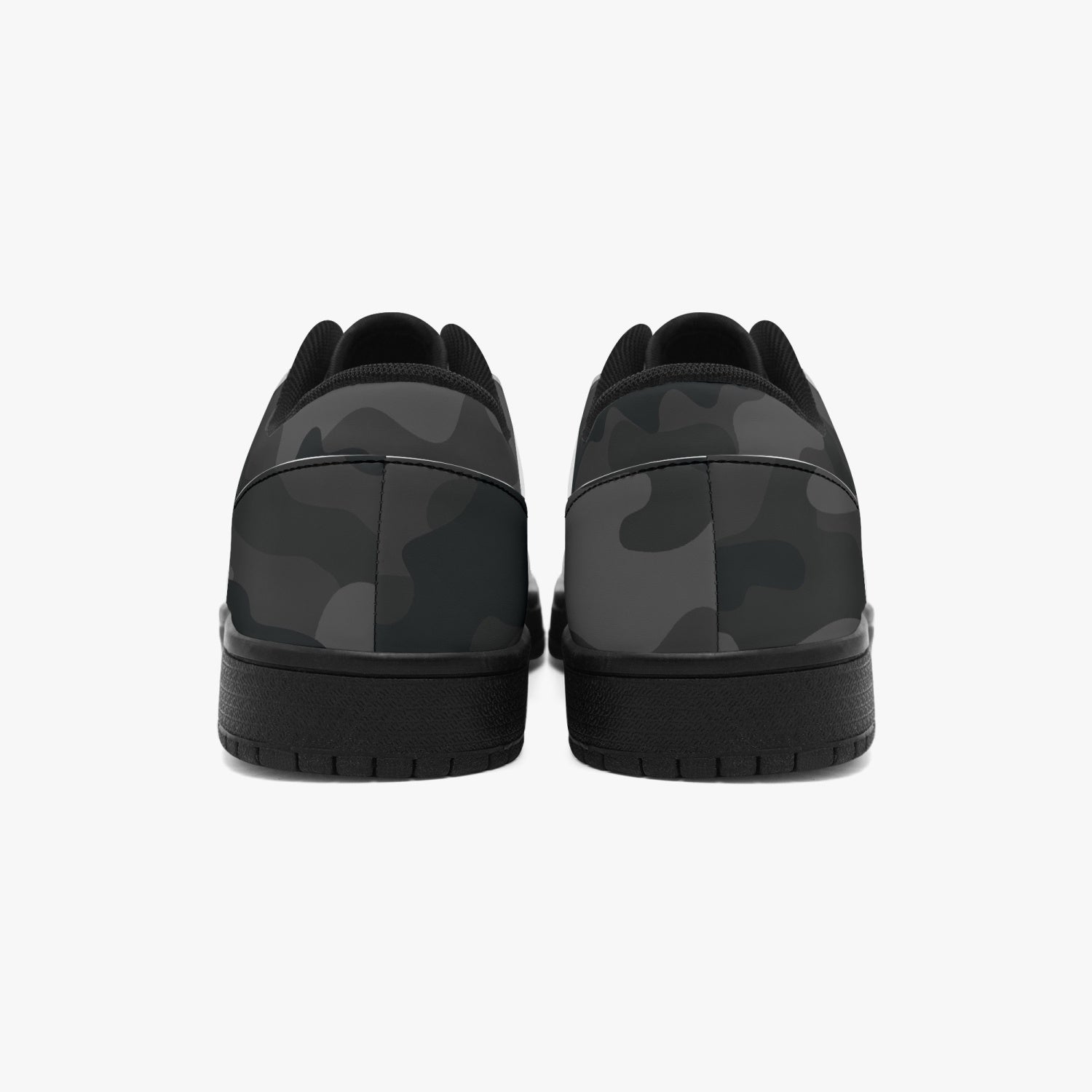 Camo Sneakers | Black Low-Top Leather Camouflage Shoes