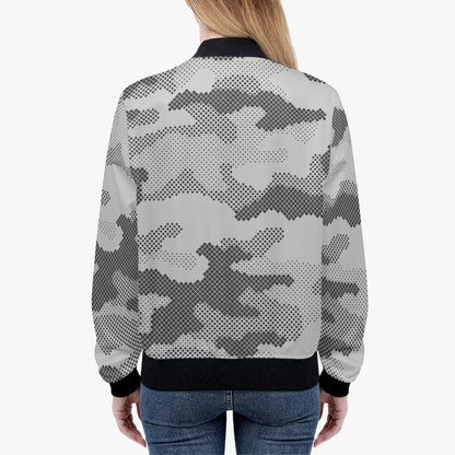 Women's Camo Bomber Jacket | Digital Gray Camouflage