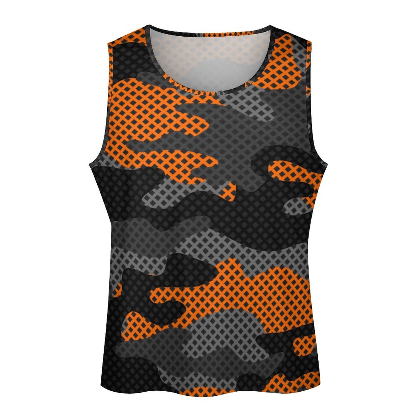 Camo Tank Top | Black & Orange Pixel Camouflage