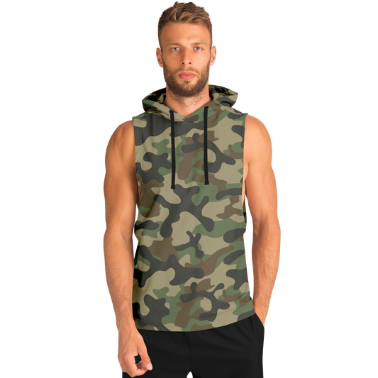 Sleeveless Hoodie | Military Brown Camouflage