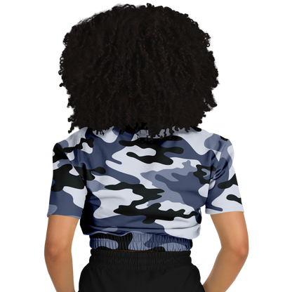 Camo Crop Top Sweatshirt | Light Blue Camouflage