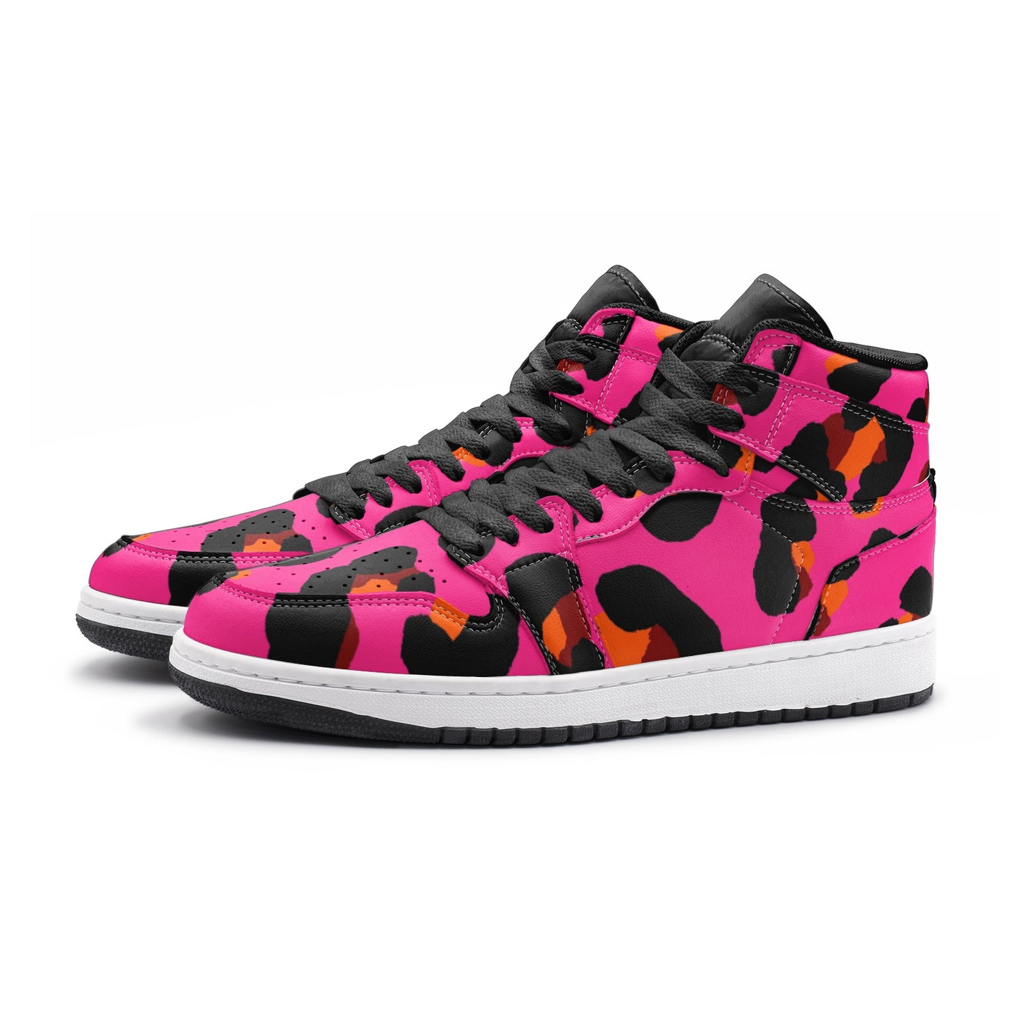 Leopard Sneakers AJ1 | High-top | Cerise Pink Orange & Black