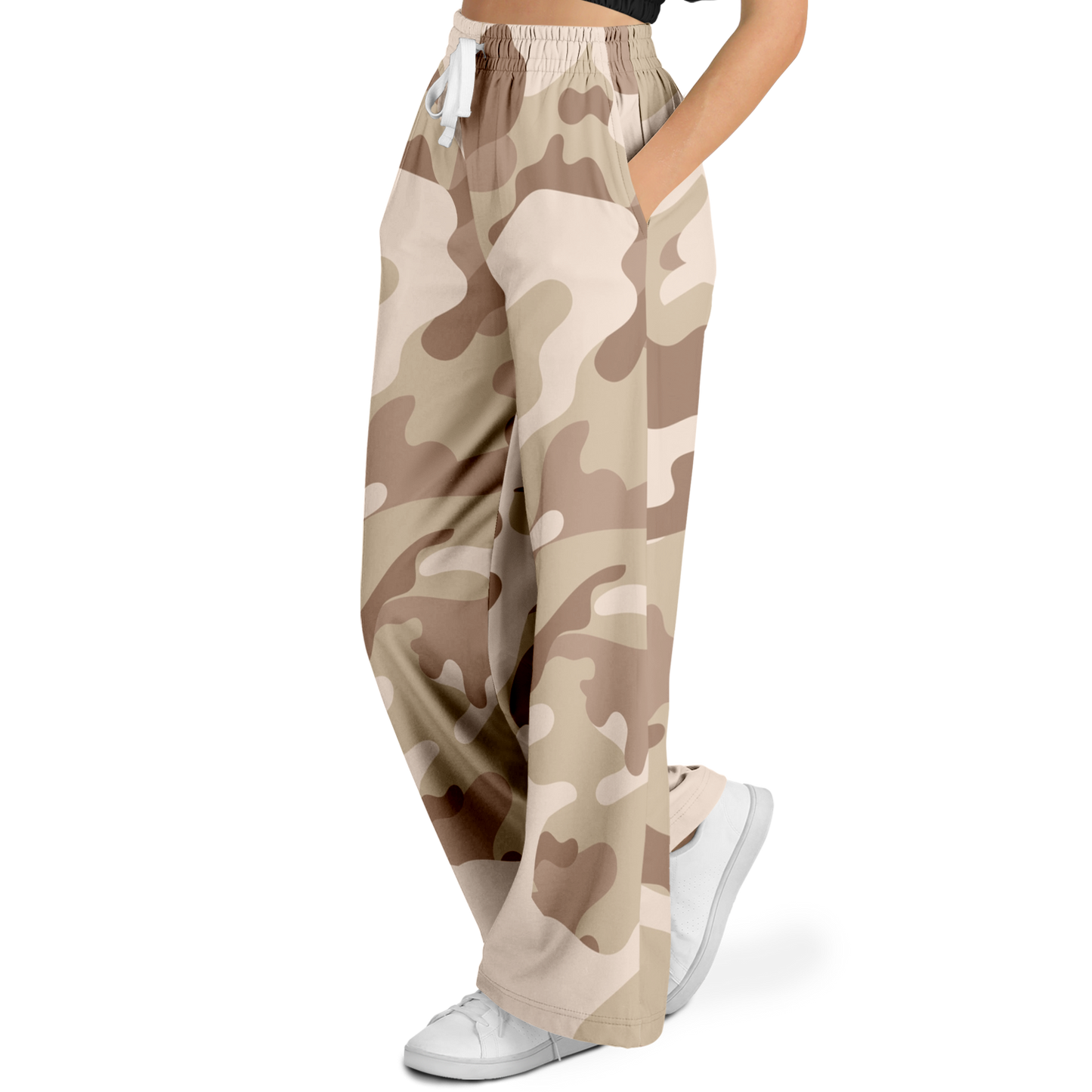 Camo Wide Leg Pants | Brown Desert Camouflage