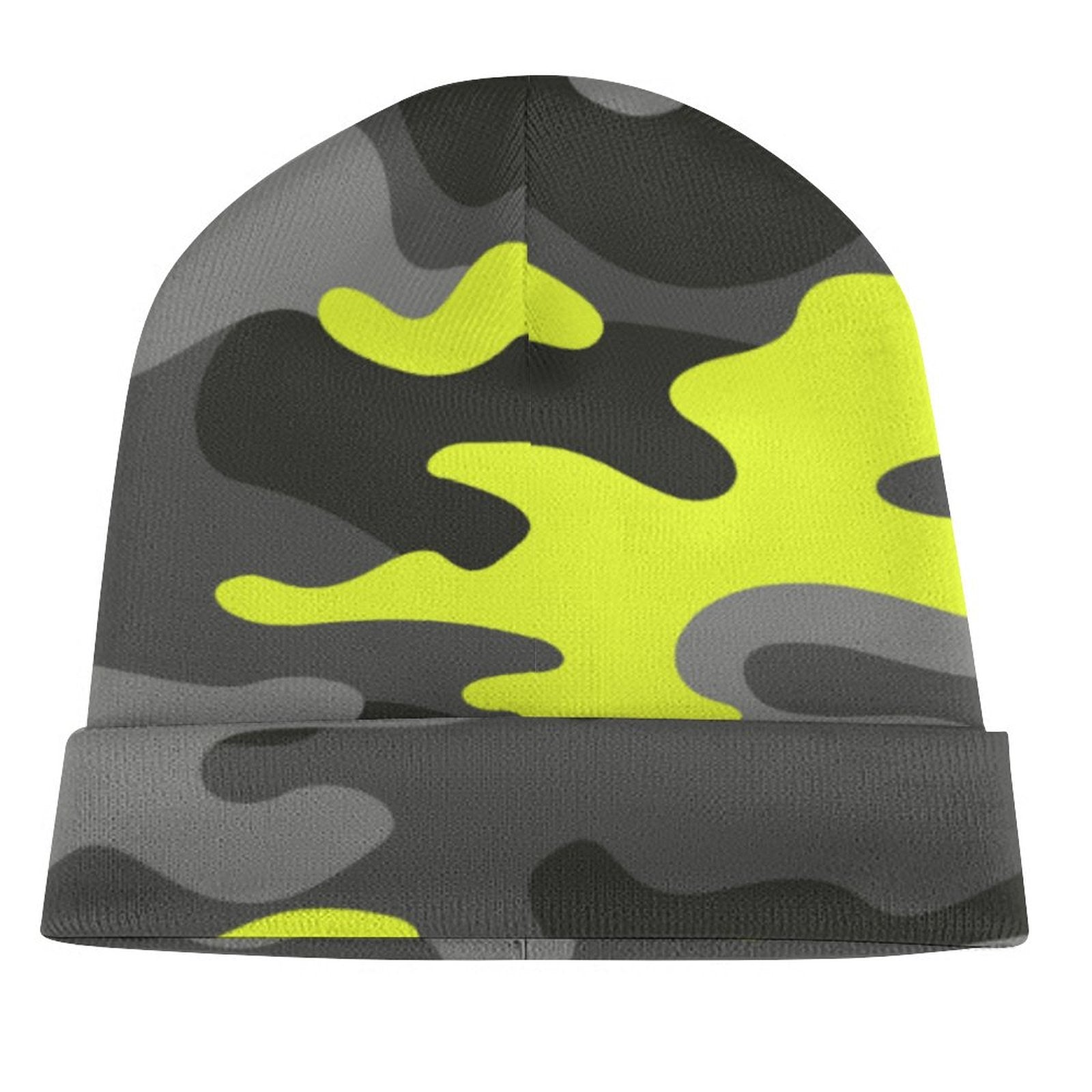 Camo Beanie | Black, Gray & Yellow Camouflage