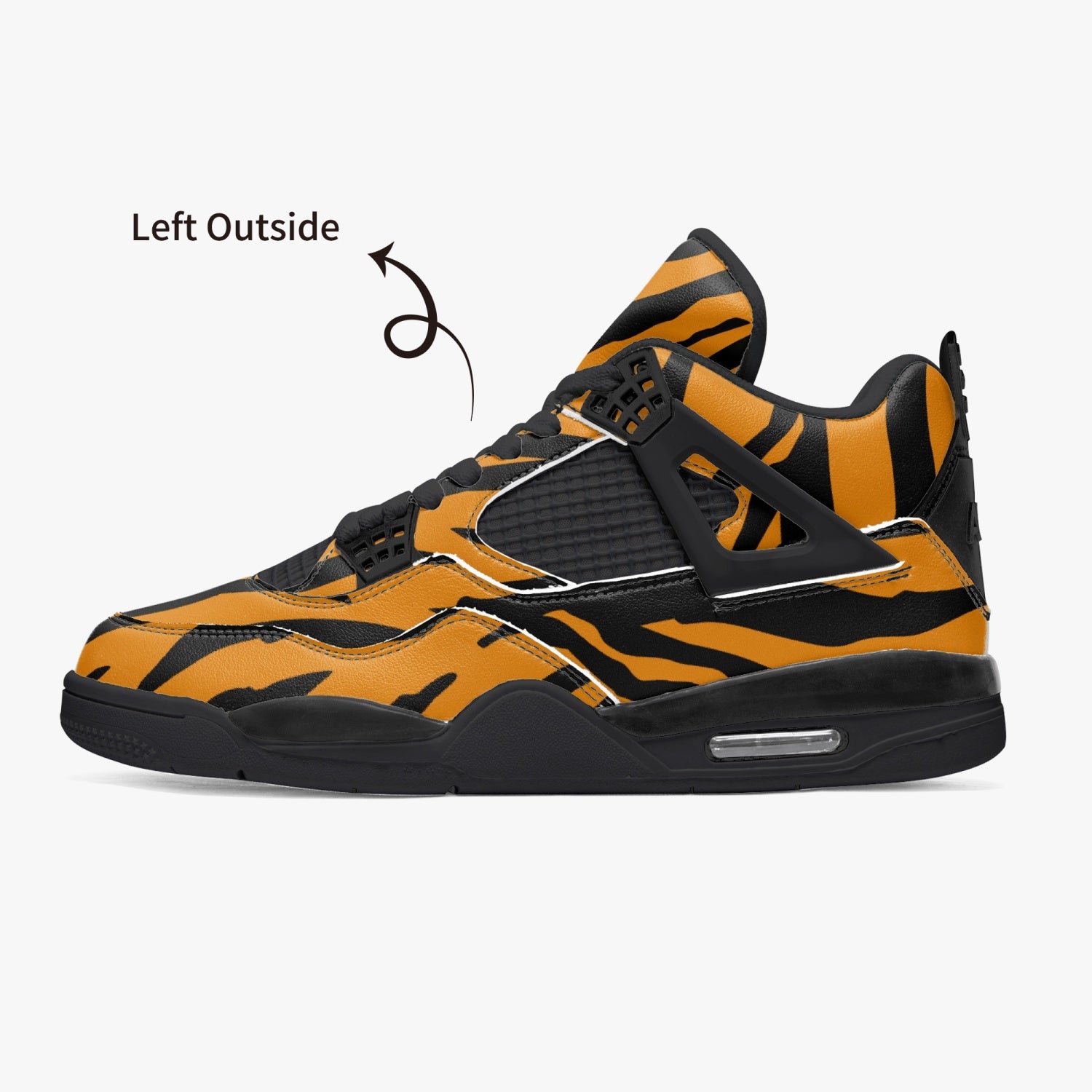 Tiger Jordans AJ4 | Orange and Black High-top Sneakers