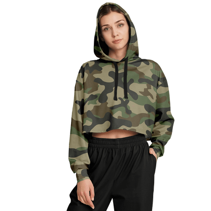 Cropped Hoodie For Women | Classic Green Camo