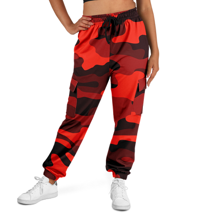 Camo Cargo Pants | Unisex | Scarlet Red & Black