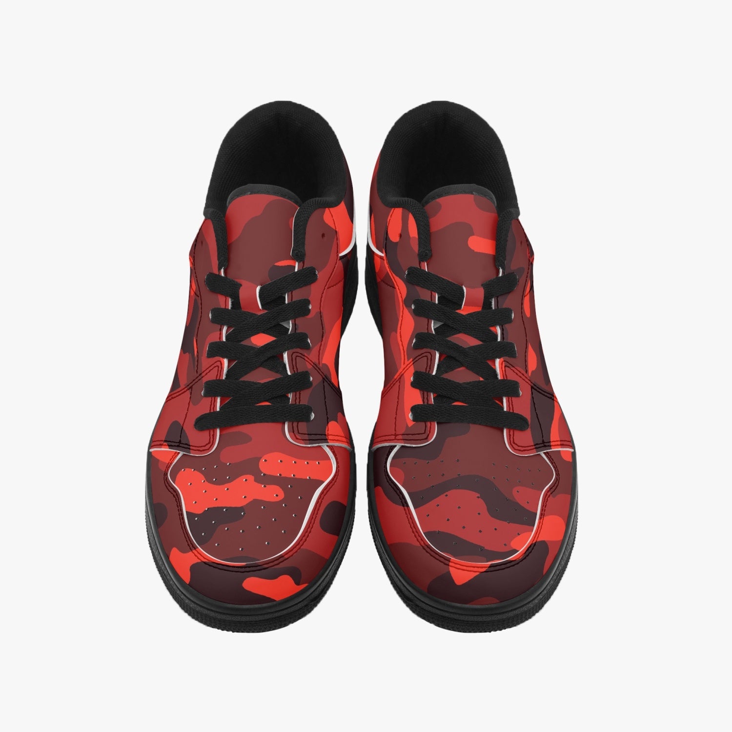 Camo Sneakers | Red Low-Top Leather Camouflage Shoes