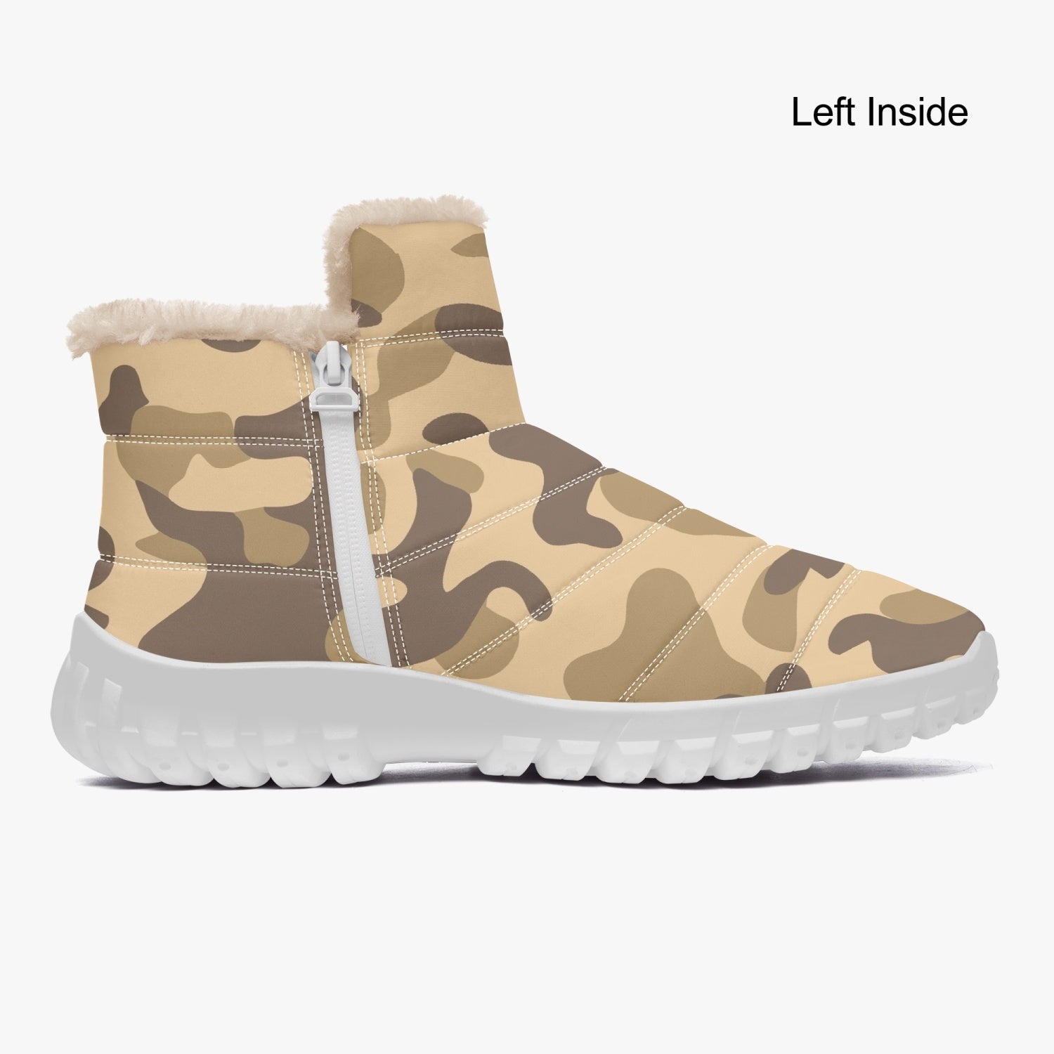 Camo Boots | Cotton-pad Fur Zipper Up | Khaki