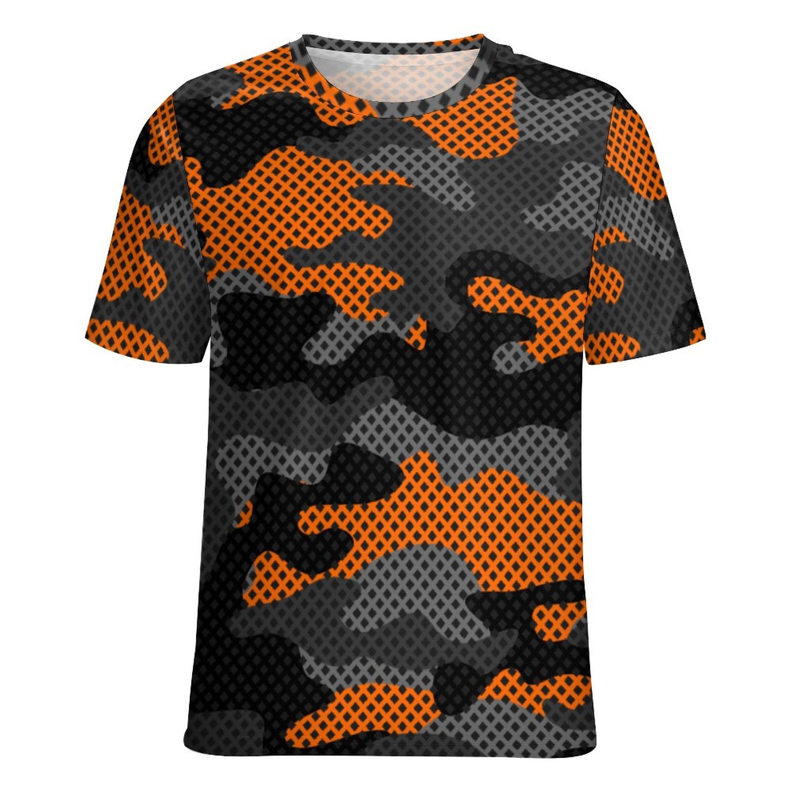 Camo Shirt | Black & Orange Pixel Camouflage T