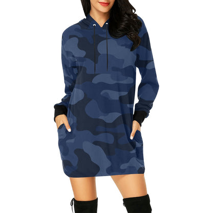 Camo Hoodie Dress | Deep Blue Camouflage