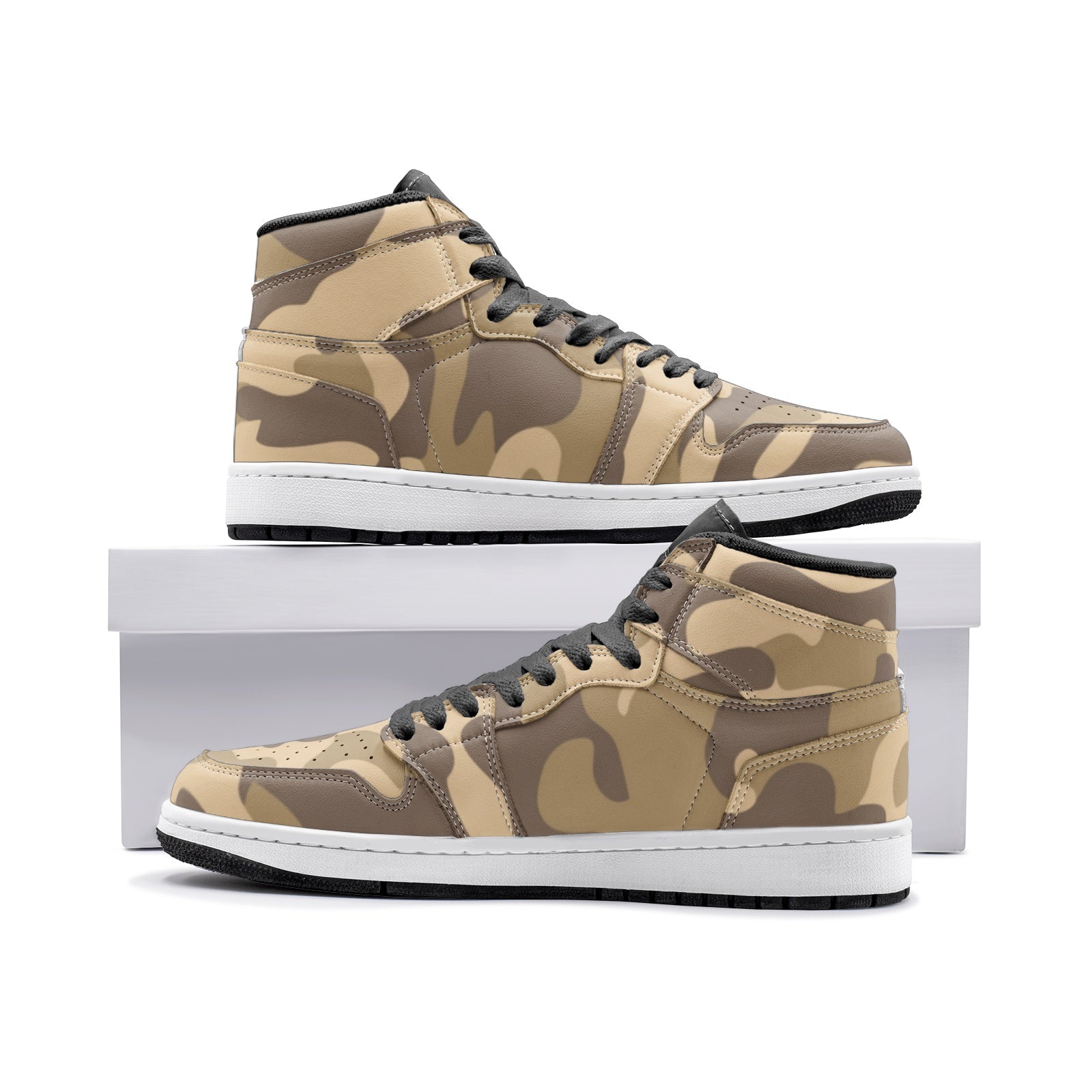 Camo Sneakers | High-Top | Khaki Camouflage