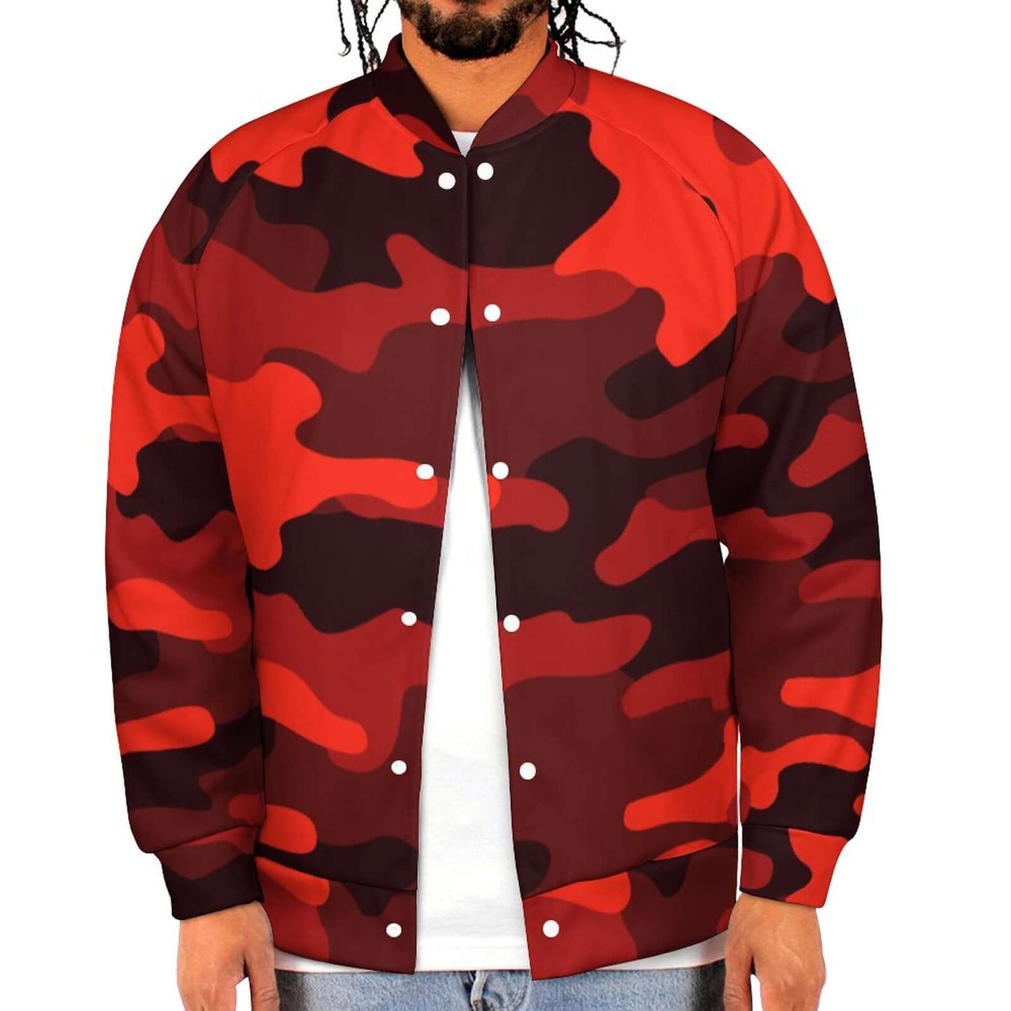 Men's Camo Jacket | Scarlet Red & Black Camouflage