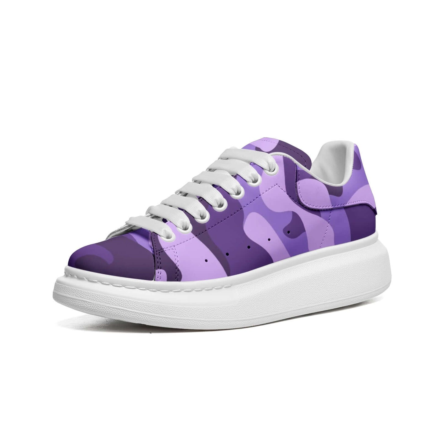 Oversized McQueen Sneakers | Purple, Blue, & Mauve Camouflage