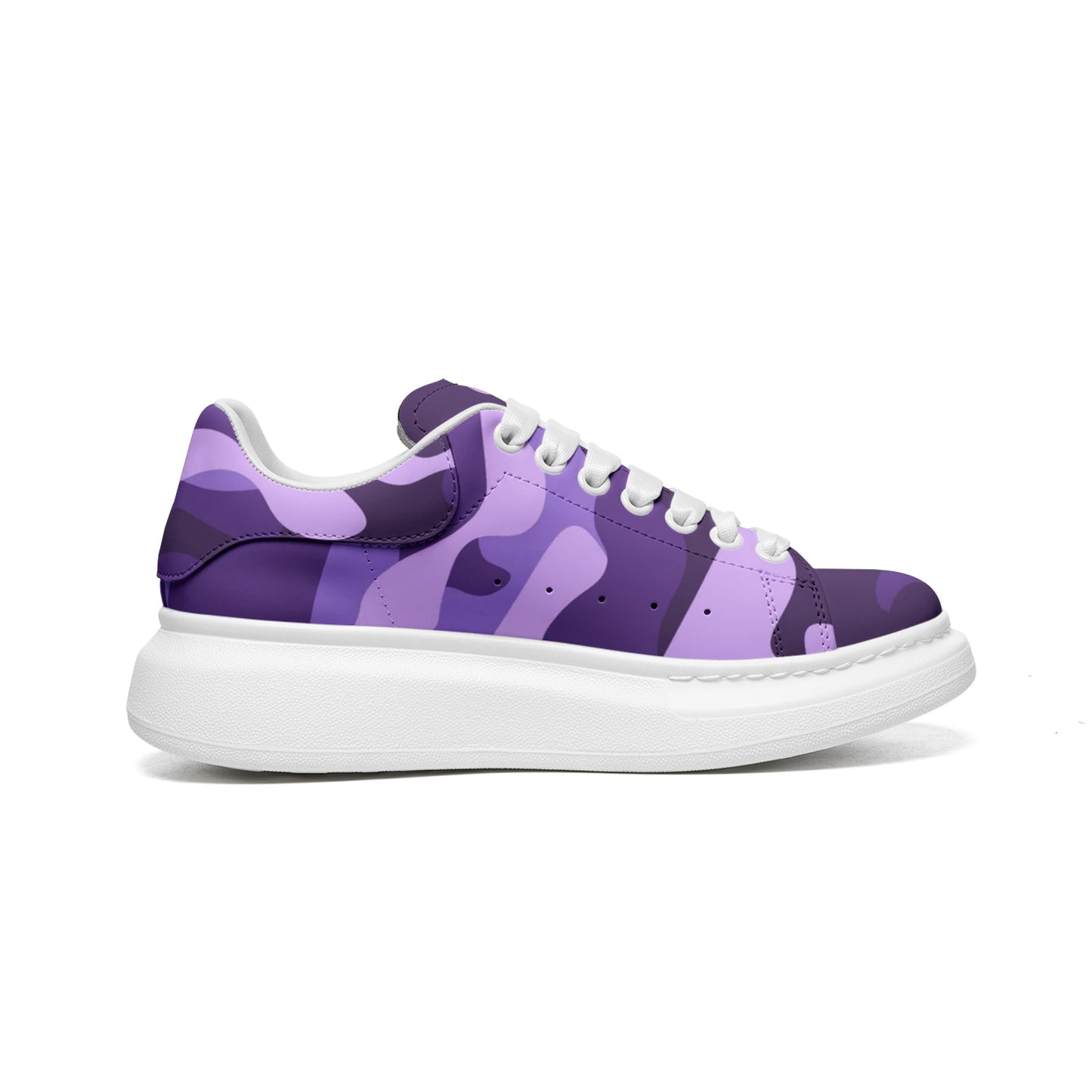 Oversized McQueen Sneakers | Purple, Blue, & Mauve Camouflage