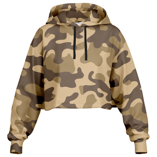 Cropped Hoodie For Women | Khaki Camouflage