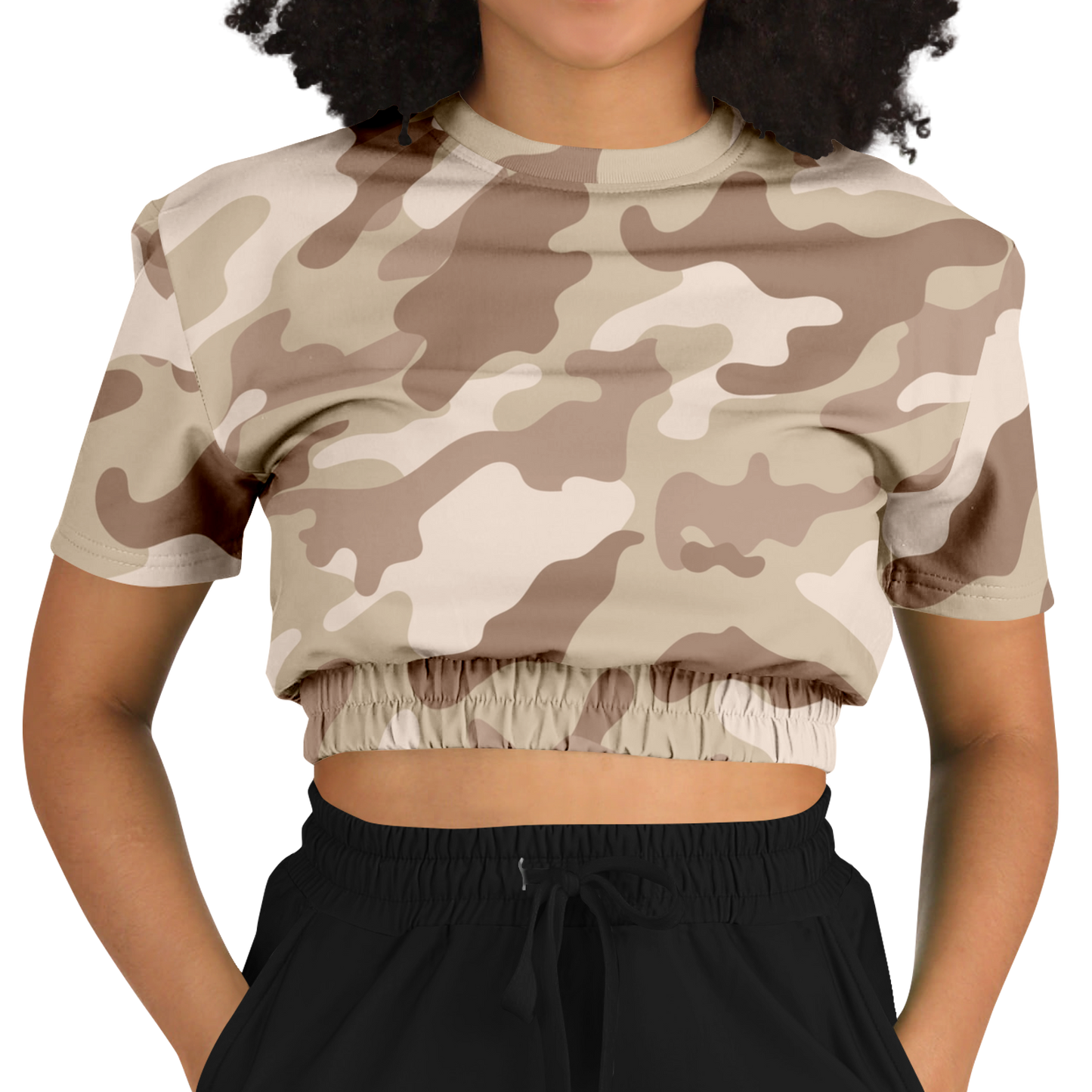 Camo Crop Top Sweatshirt | Brown Desert Camouflage