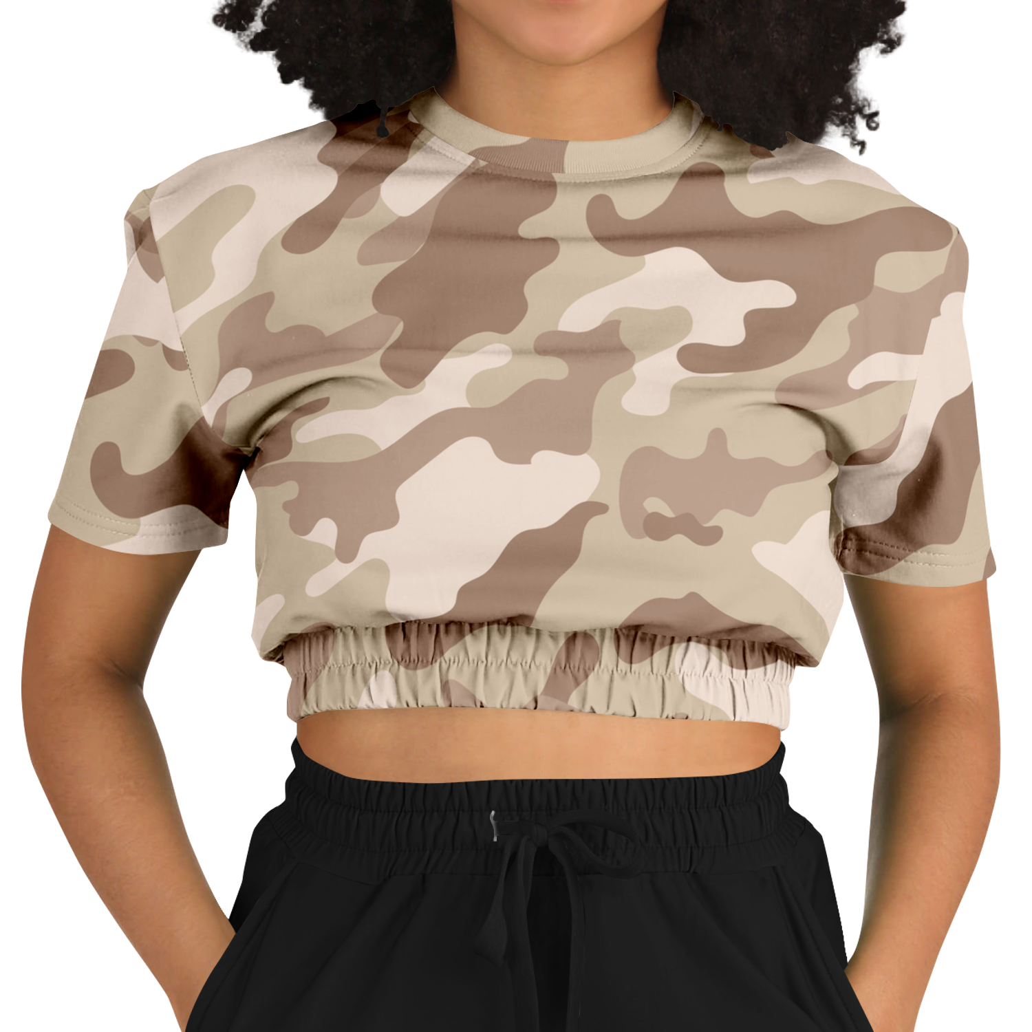 Camo Crop Top Sweatshirt | Brown Desert Camouflage