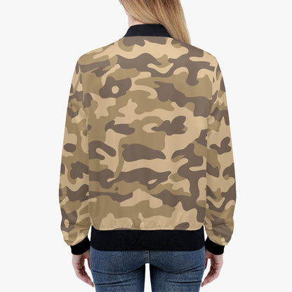 Women's Camo Bomber Jacket | Khaki Camouflage