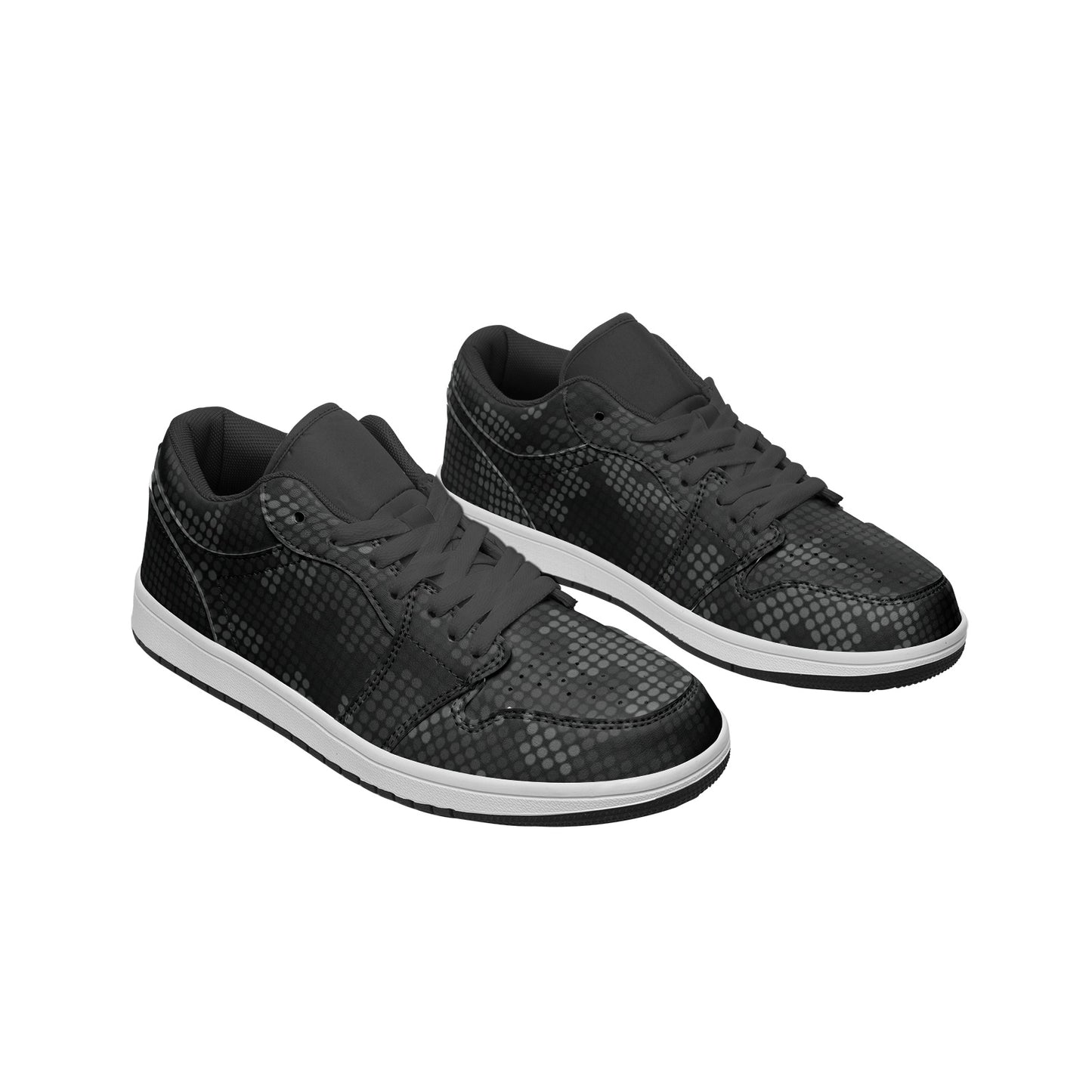 Black Camo Sneakers | Stylish Pixel | Unisex Low Top Leather