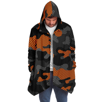 Camo Cloak | Orange & Black Pixel Camouflage | Microfleece