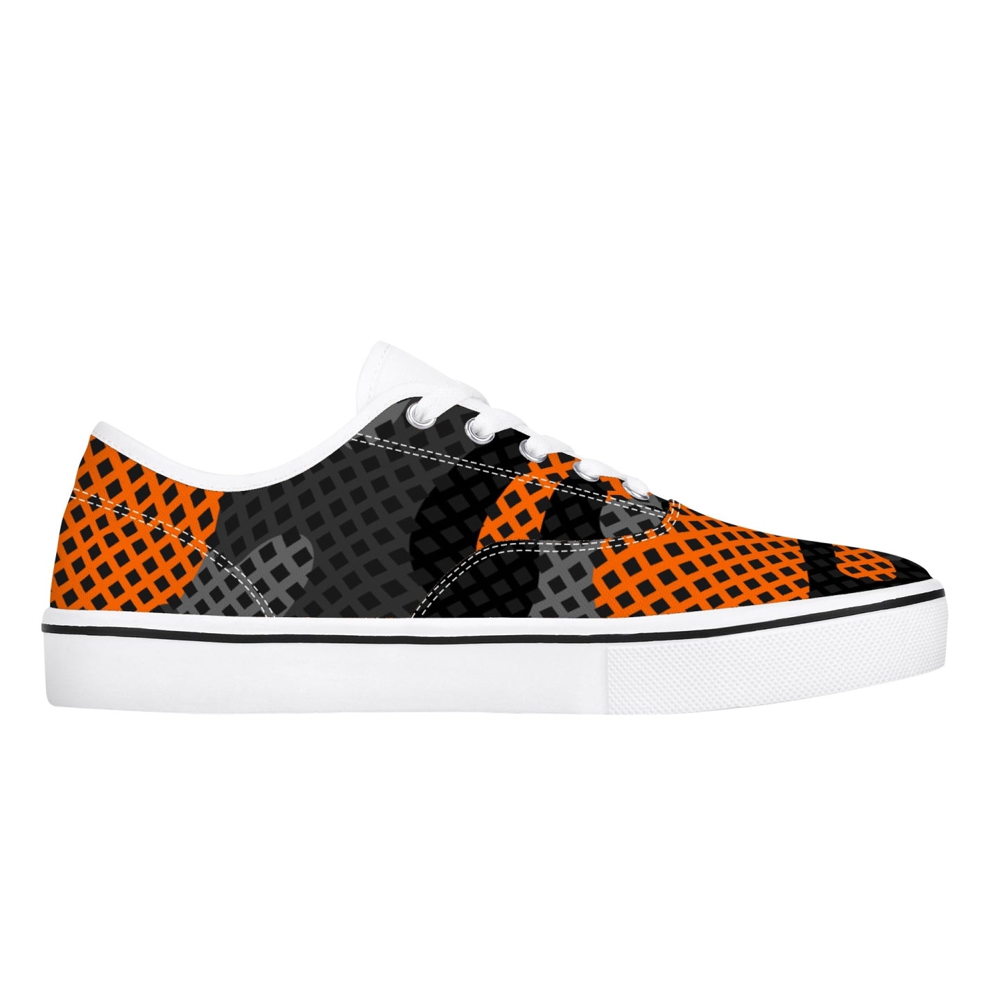 Camo Skate Shoes | Orange & Black Pixel Camouflage