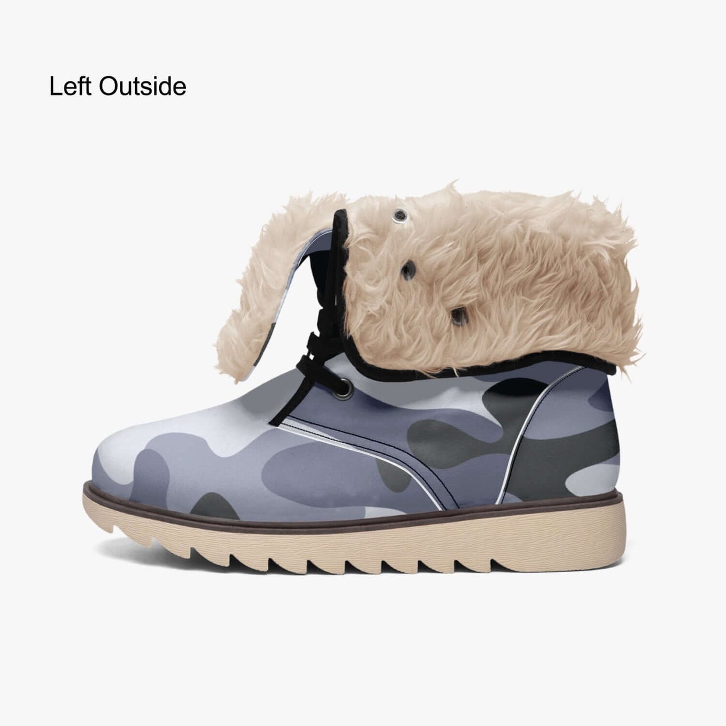 Camo Boots | Light Blue Cotton-Pad Fur Lining