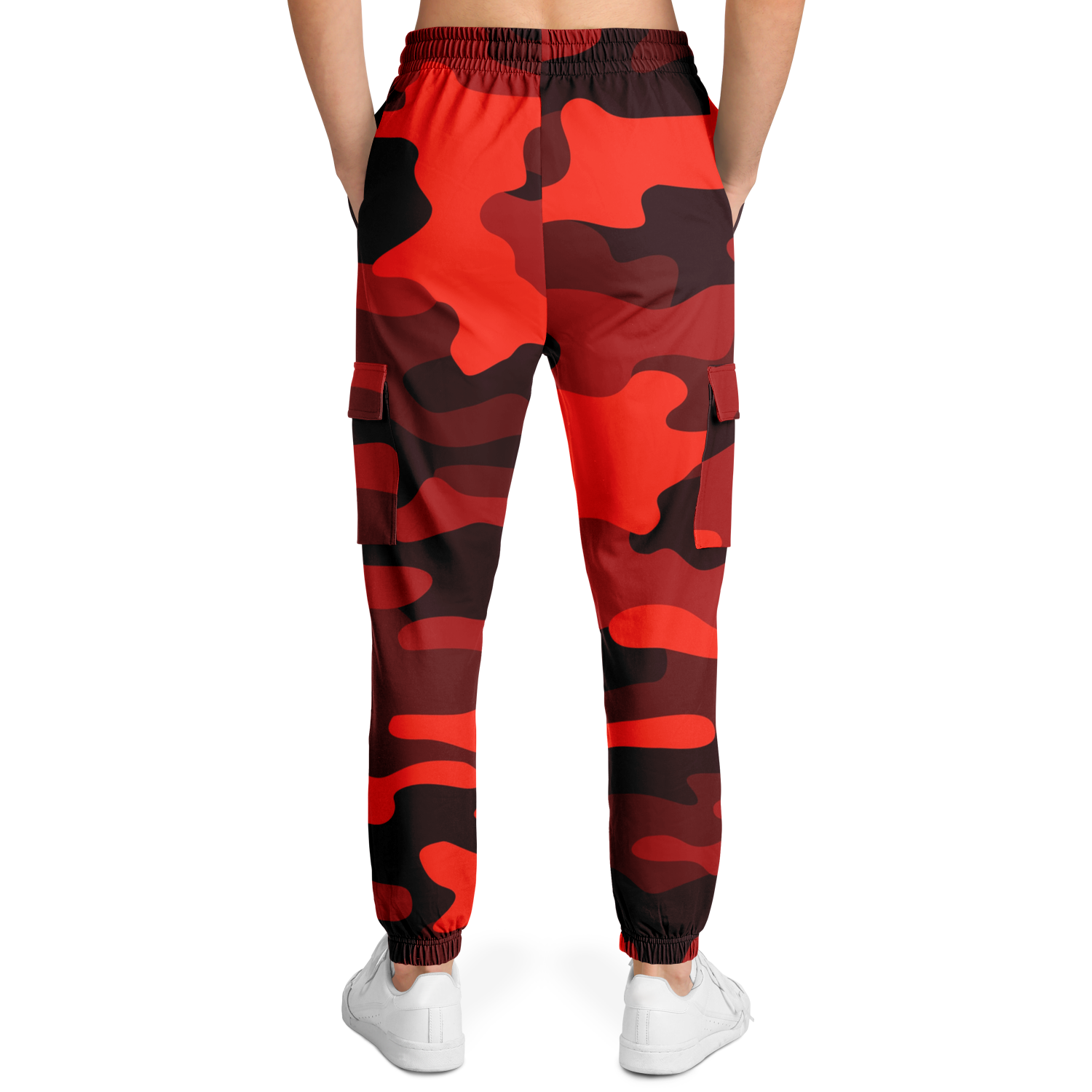 Camo Cargo Pants | Unisex | Scarlet Red & Black