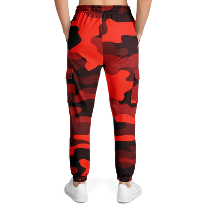 Camo Cargo Pants | Unisex | Scarlet Red & Black