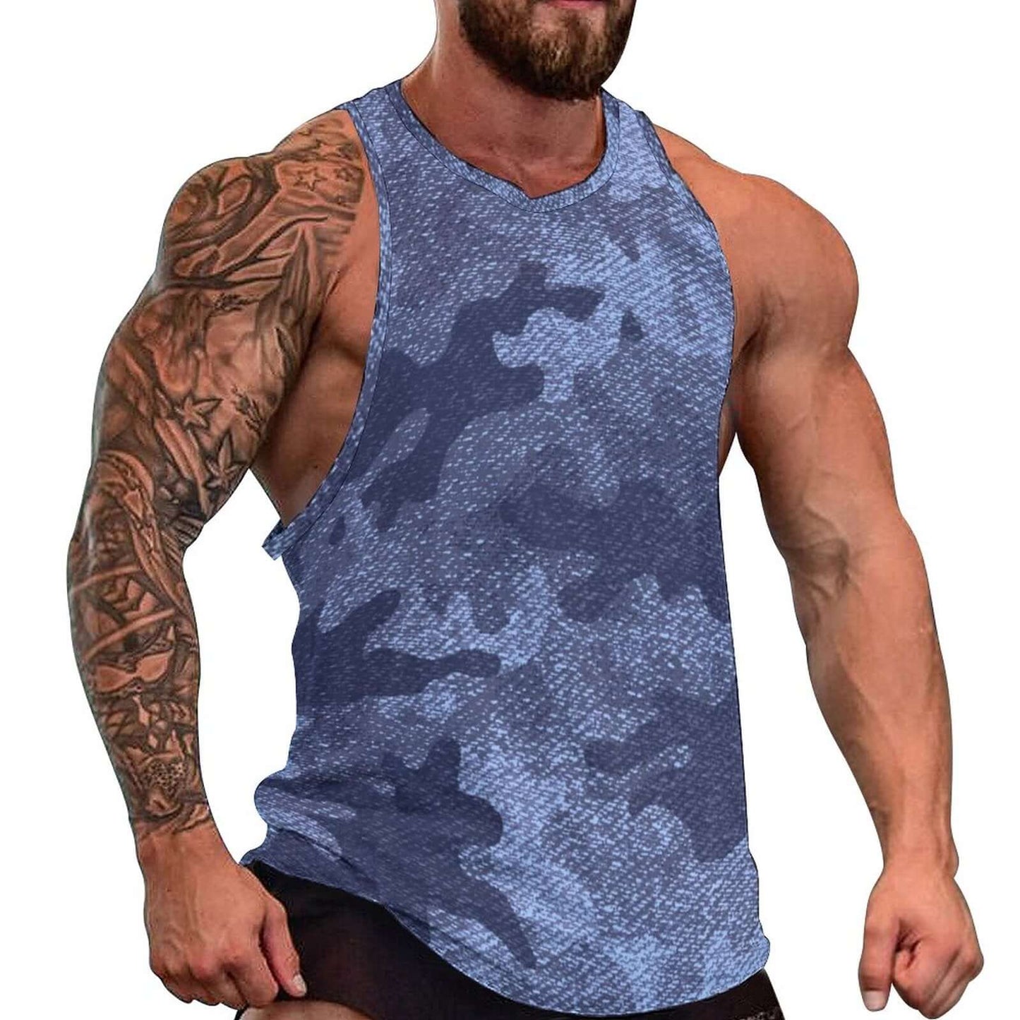 Camo Tank Top | Blue Denim Camouflage