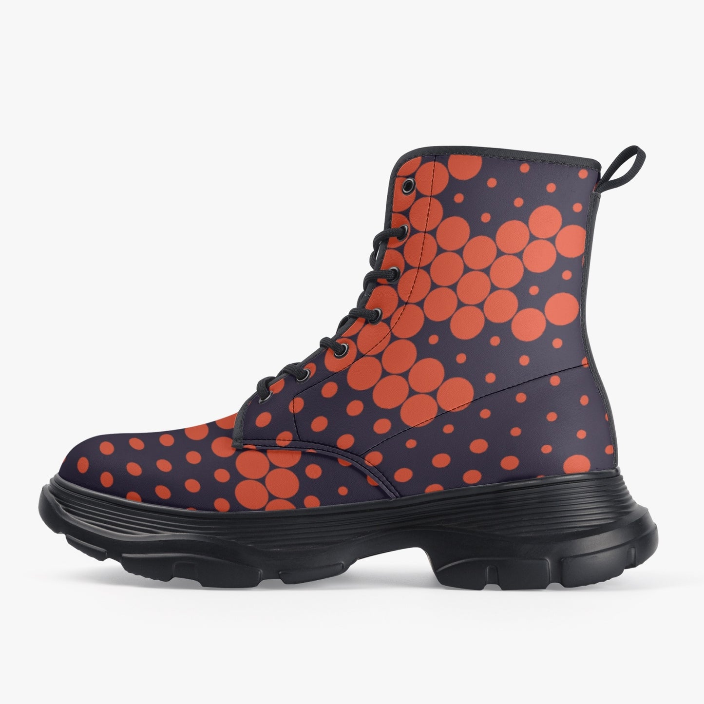 Chunky Boots | Leather in Orange & Blue Digital Camouflage