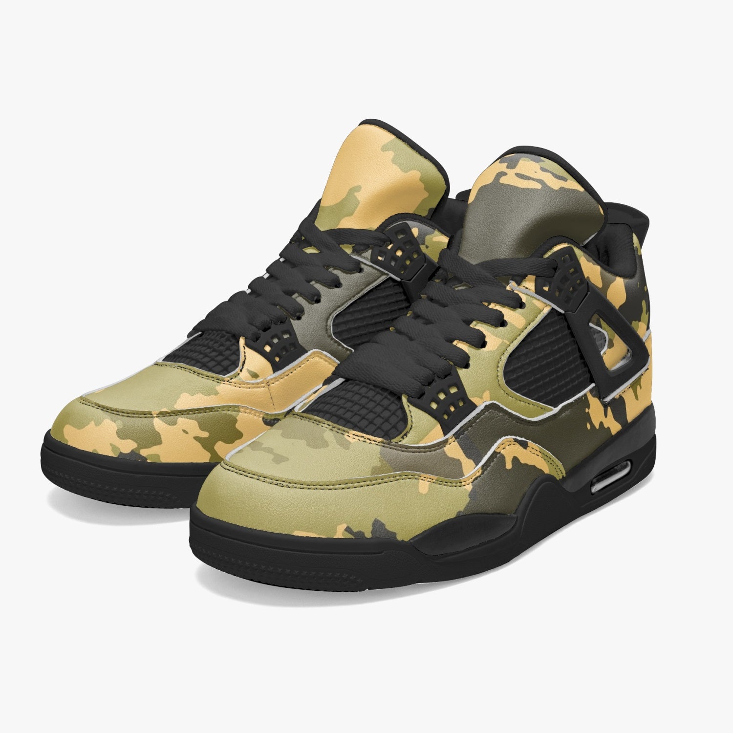 Camo Jordans AJ4 | Desert Green Watercolor Camouflage