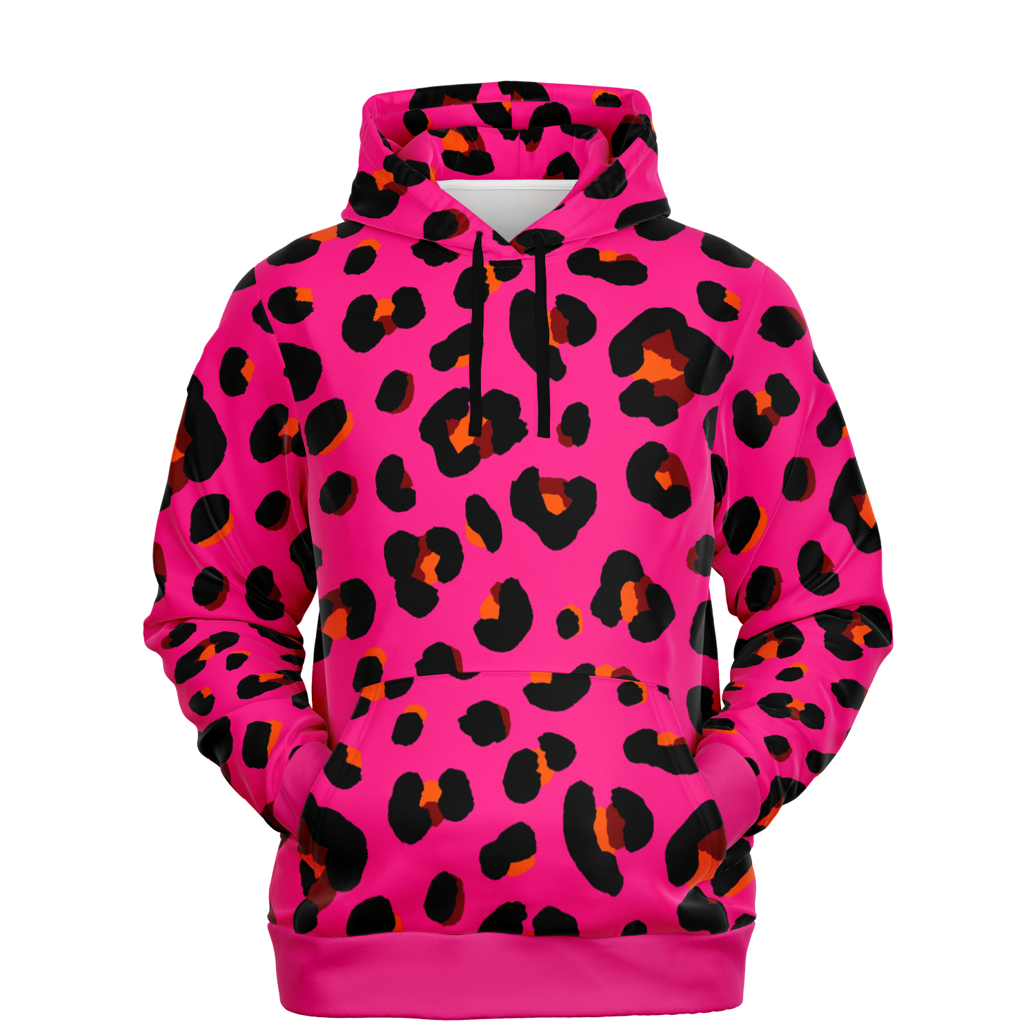 Leopard Hoodie | Cerise Pink, Orange and Black