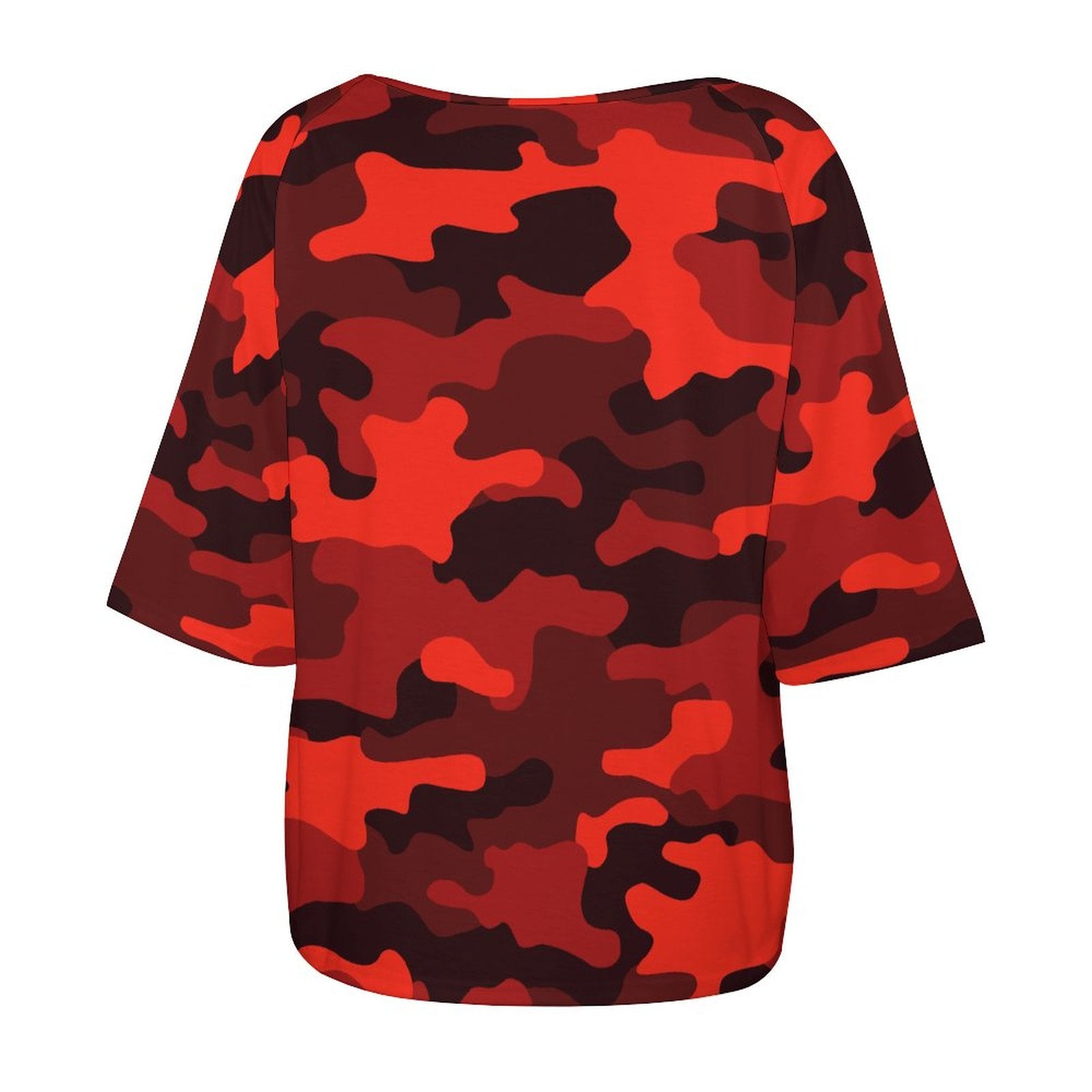 Off The Shoulder Top | Scarlet Red & Black Camo Shirt