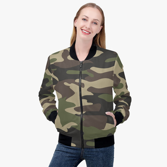 Women's Camo Bomber Jacket | Classic Green Camouflage