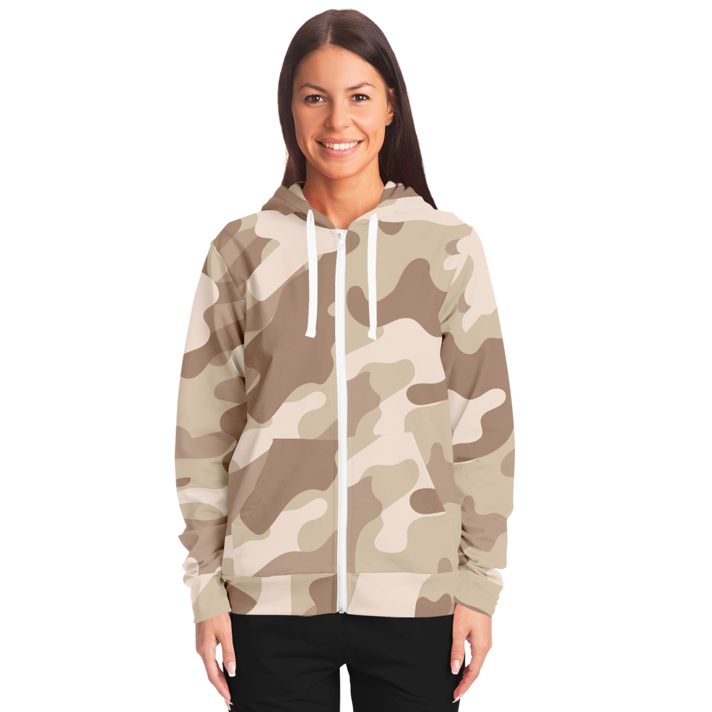 Zip-Up Hoodie | Desert Brown Camouflage