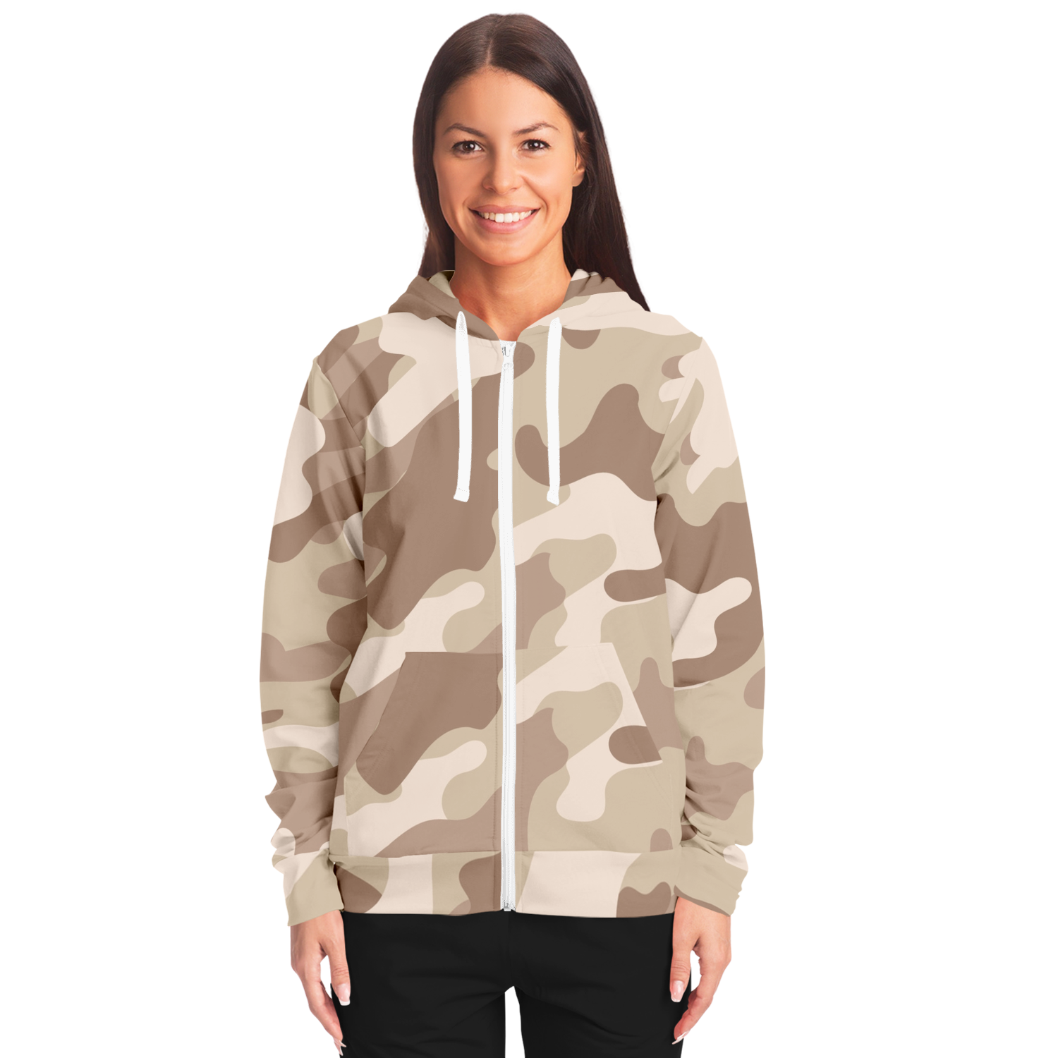 Zip-Up Hoodie | Desert Brown Camouflage