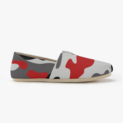 Camo Toms | Red, Black, and White Camouflage Canvas Shoes