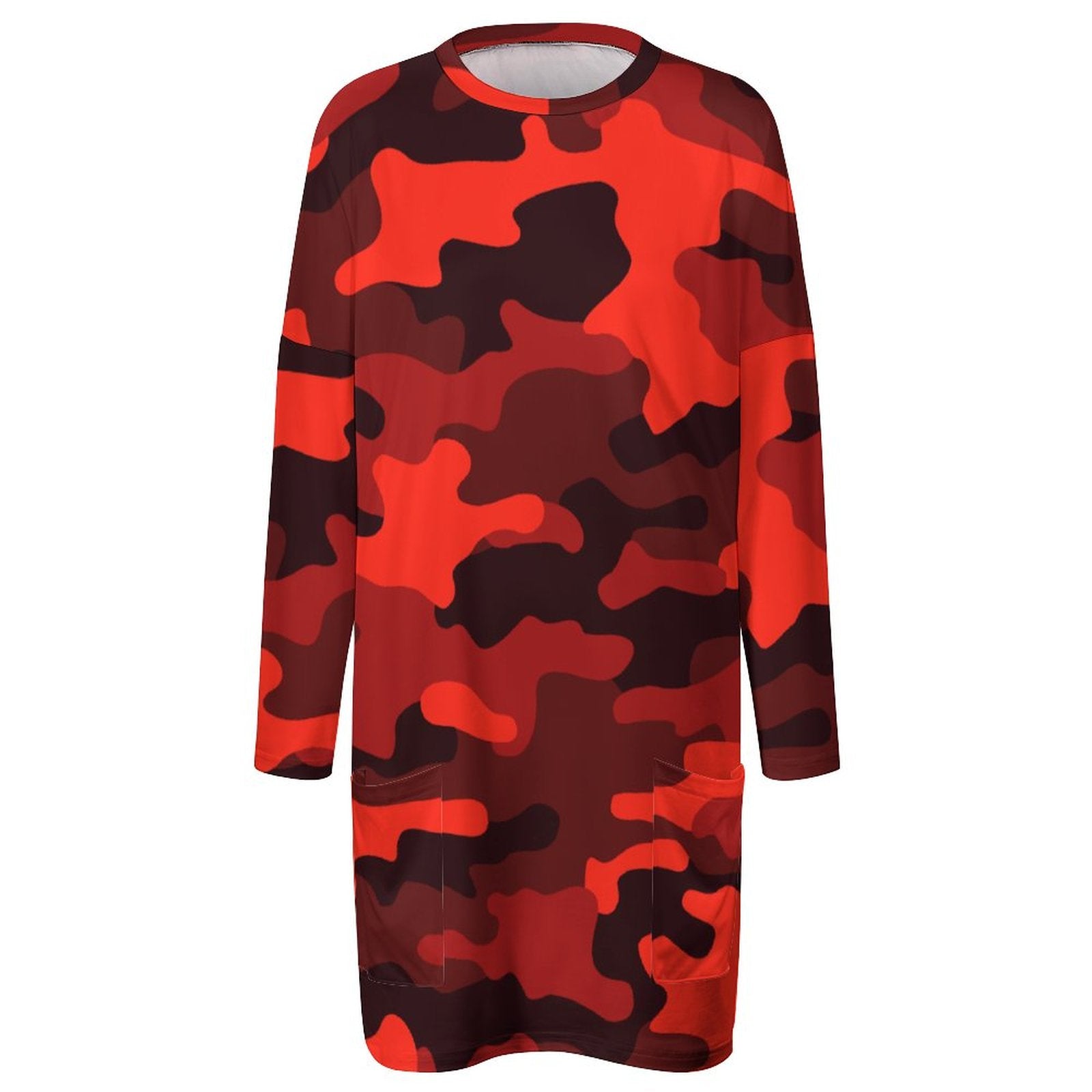 Camo Shirt | Loose Fit Long Sleeves | Scarlet Red & Black