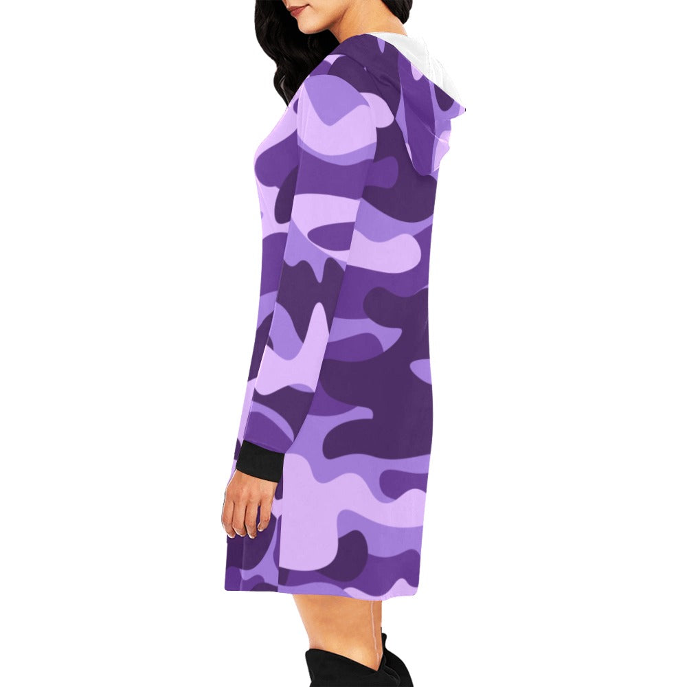 Camo Hoodie Dress | Purple, Blue and Mauve Camouflage