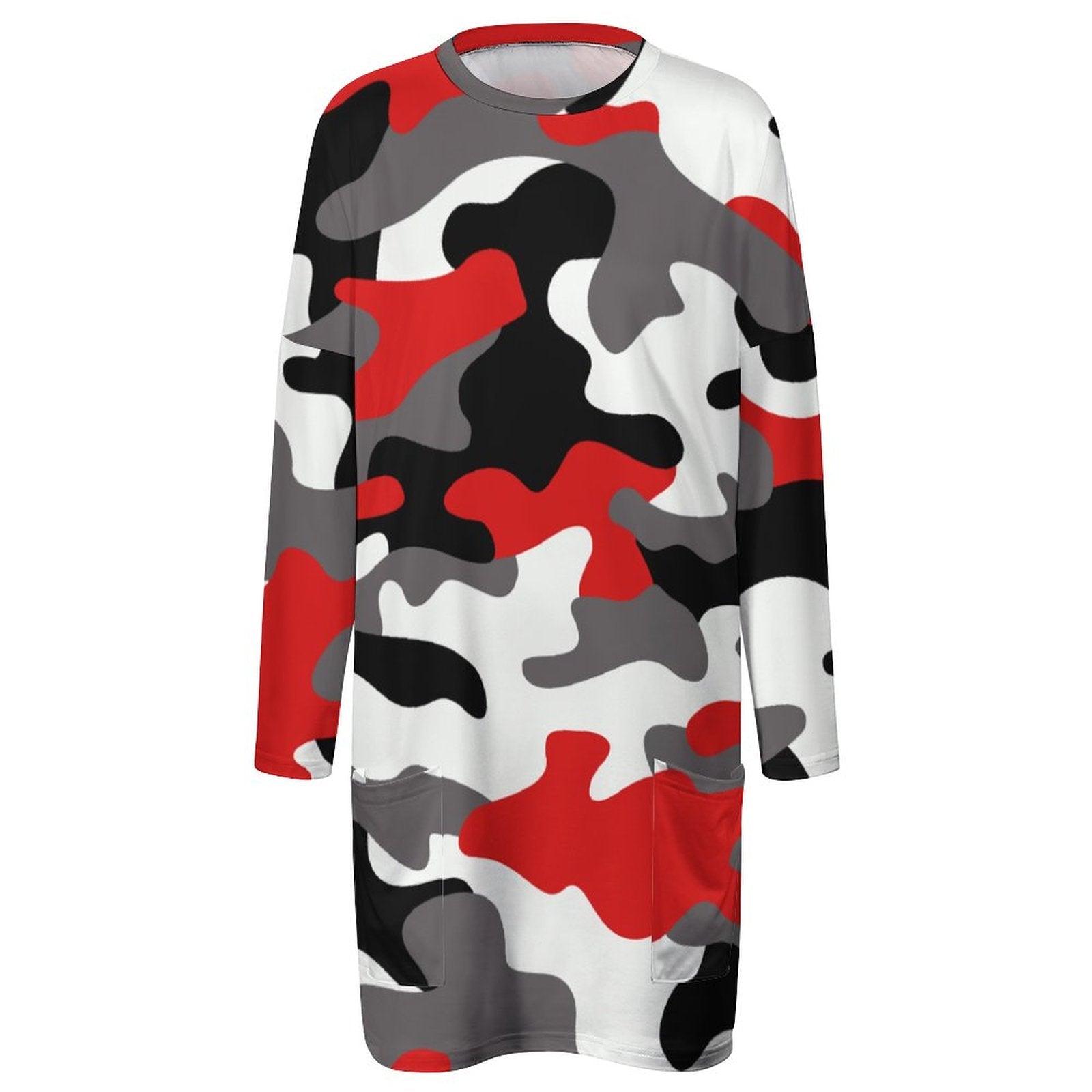 Camo Shirt | Loose Fit Long Sleeves | Red, Black, & White