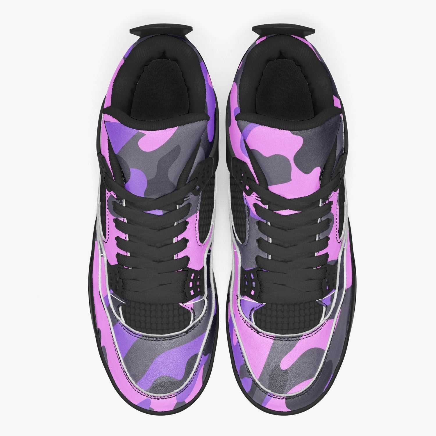 Camo Jordans AJ4 | Mixed Black, Pink & Indigo Camouflage