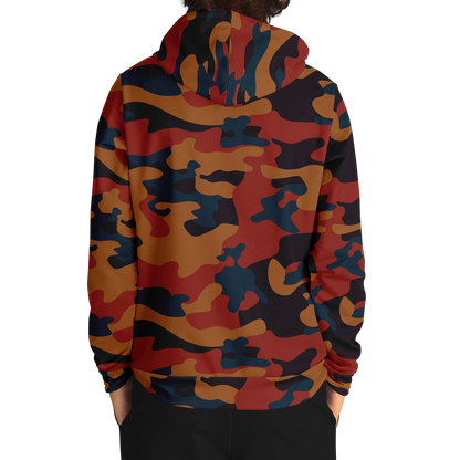 Camo Hoodie | Brown, Prussian Blue and Auburn Camouflage